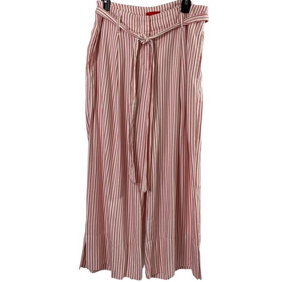 Joules Drew Pants Womens Size 10 Wide Leg Red White Stripe Tie Belt Coastal Crop - Picture 1 of 10